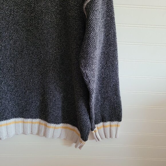 Cotton Country Sweater Womens Large Gray Cabin Style Striped Cuffs Slouchy - Picture 5 of 10